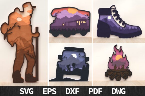 Download Camping &amp; Hiking Layered Art Bundle - Layered art Collection