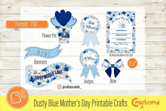 Download Dusty Blue Mother’s Day Printable Crafts - Printable crafts Collection