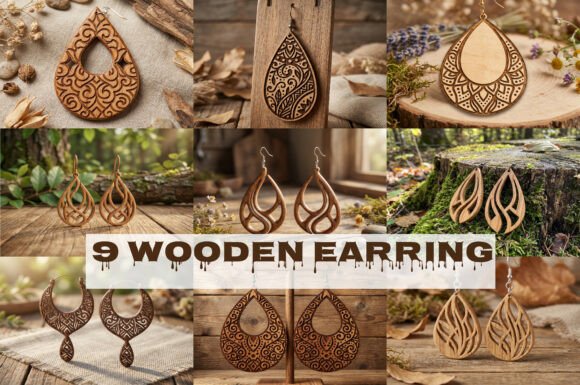 Download 9 Wooden Earring SVG Bundle | Laser Cut - Premium Resources