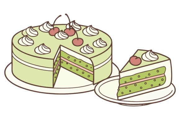 Download Kawaii Matcha Cake Dessert Clipart SVG-2 - Premium Resources