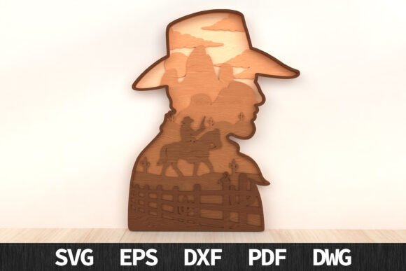 Download Western Cowboy Layered Art Laser Cut - Layered art Collection