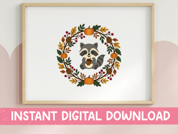 Download Fall Raccoon Autumn Wreath SVG PNG - Autumn wreath Collection